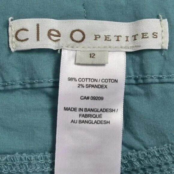 NWT Cleo Petites Capri Pants Turquoise Blue Pull On Size 12 - Picture 6 of 9